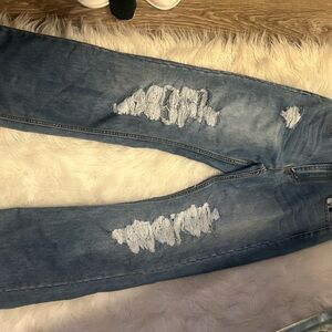 Distressed Blue Jeans